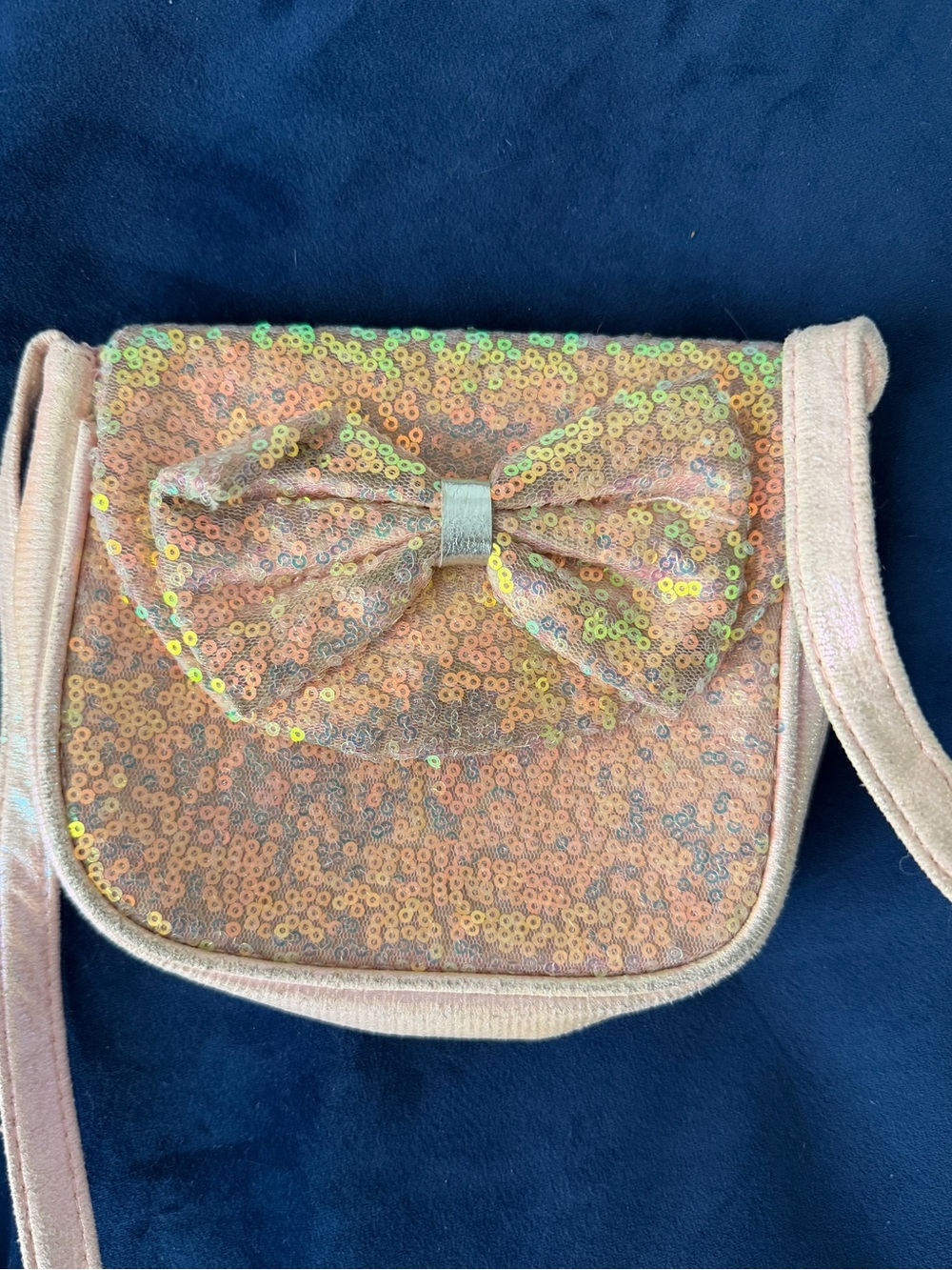 Multi-color sequins Kids Cross Body Bag Purse 
Pink Iridescent gold